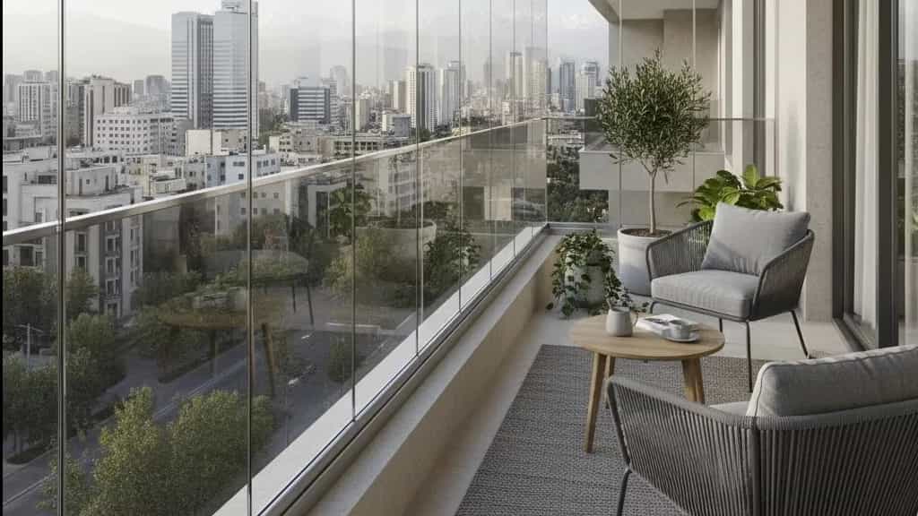 شیشه بالکن در تهران اجرای حرفه ای و قیمت روز بالکن شیشه ای الیکو